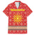 Macedonia Christmas Family Matching Off The Shoulder Long Sleeve Dress and Hawaiian Shirt with Traditional Santa and Yellow Sun Motif - Wonder Print Shop