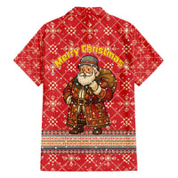Macedonia Christmas Family Matching Off The Shoulder Long Sleeve Dress and Hawaiian Shirt with Traditional Santa and Yellow Sun Motif - Wonder Print Shop