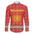 Macedonia Christmas Family Matching Off The Shoulder Long Sleeve Dress and Hawaiian Shirt with Traditional Santa and Yellow Sun Motif - Wonder Print Shop