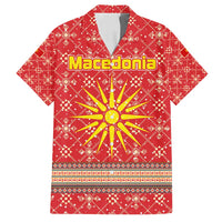 Macedonia Christmas Family Matching Off Shoulder Maxi Dress and Hawaiian Shirt with Traditional Santa and Yellow Sun Motif - Wonder Print Shop
