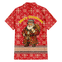Macedonia Christmas Family Matching Off Shoulder Maxi Dress and Hawaiian Shirt with Traditional Santa and Yellow Sun Motif - Wonder Print Shop