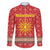 Macedonia Christmas Family Matching Off Shoulder Maxi Dress and Hawaiian Shirt with Traditional Santa and Yellow Sun Motif - Wonder Print Shop