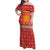 Macedonia Christmas Family Matching Off Shoulder Maxi Dress and Hawaiian Shirt with Traditional Santa and Yellow Sun Motif - Wonder Print Shop
