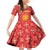 Macedonia Christmas Family Matching Off Shoulder Short Dress and Hawaiian Shirt with Traditional Santa and Yellow Sun Motif - Wonder Print Shop