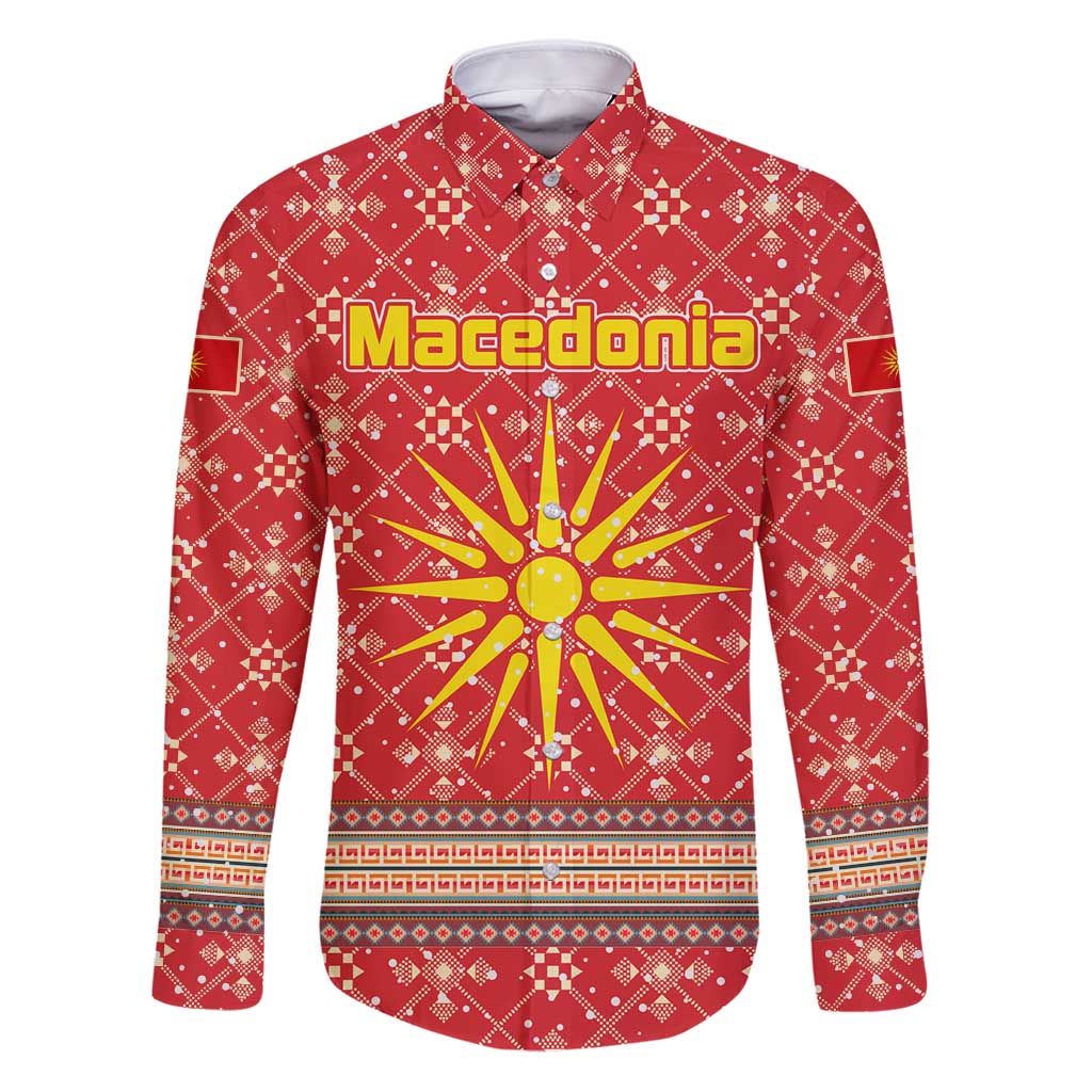 Macedonia Christmas Family Matching Puletasi and Hawaiian Shirt with Traditional Santa and Yellow Sun Motif - Wonder Print Shop