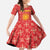 Macedonia Christmas Family Matching Short Sleeve Bodycon Dress and Hawaiian Shirt with Traditional Santa and Yellow Sun Motif - Wonder Print Shop