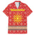 Macedonia Christmas Family Matching Short Sleeve Bodycon Dress and Hawaiian Shirt with Traditional Santa and Yellow Sun Motif - Wonder Print Shop
