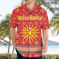Macedonia Christmas Hawaiian Shirt with Traditional Santa and Yellow Sun Motif - Wonder Print Shop