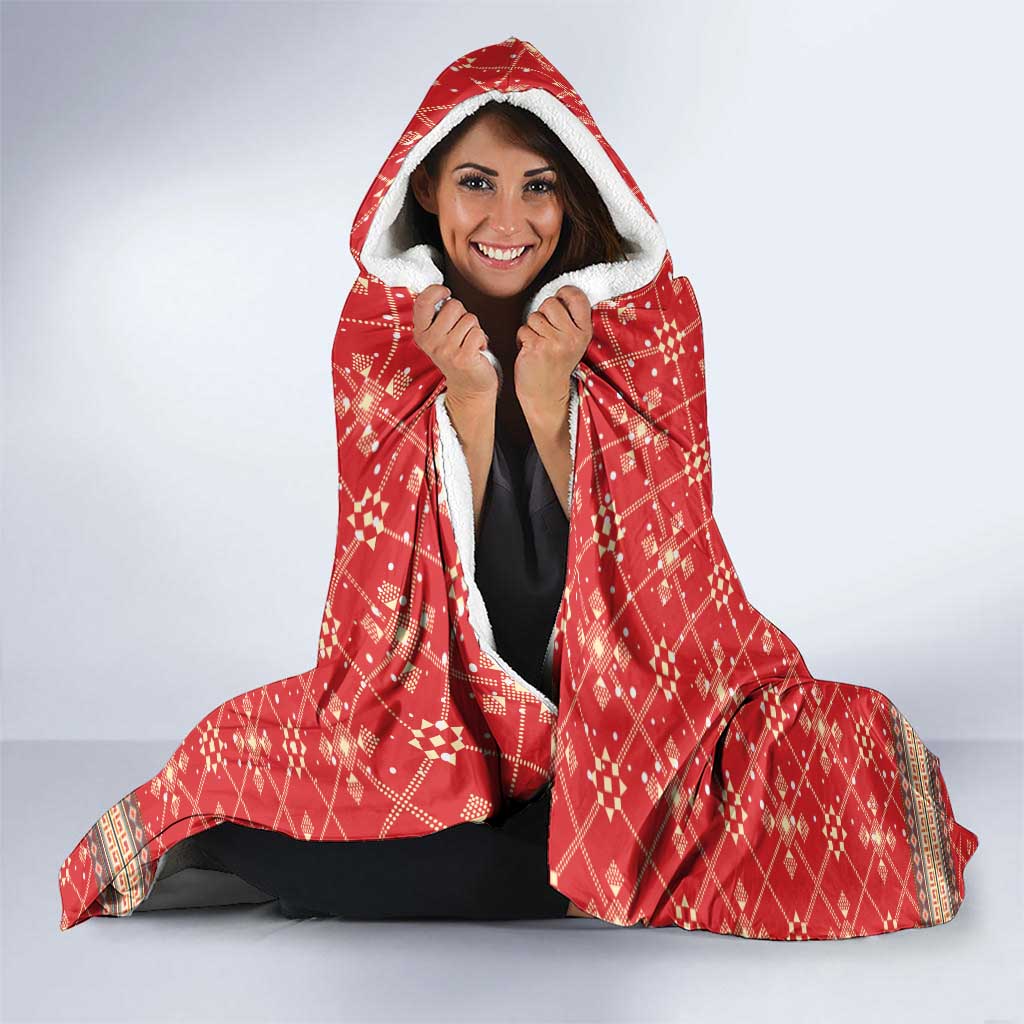 Macedonia Christmas Hooded Blanket with Traditional Santa and Yellow Sun Motif - Wonder Print Shop