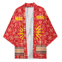 Macedonia Christmas Kimono with Traditional Santa and Yellow Sun Motif - Wonder Print Shop