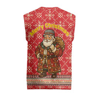 Macedonia Christmas Knitted V-Neck Vest with Traditional Santa and Yellow Sun Motif - Wonder Print Shop