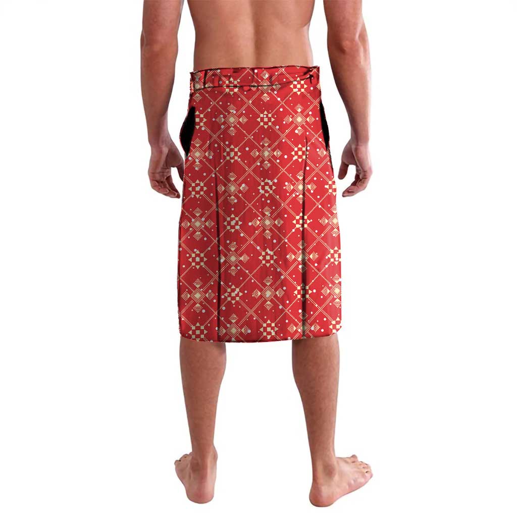 Macedonia Christmas Lavalava with Traditional Santa and Yellow Sun Motif - Wonder Print Shop