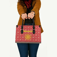 Macedonia Christmas Leather Bag with Traditional Santa and Yellow Sun Motif - Wonder Print Shop