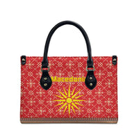 Macedonia Christmas Leather Bag with Traditional Santa and Yellow Sun Motif - Wonder Print Shop