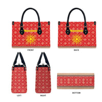 Macedonia Christmas Leather Bag with Traditional Santa and Yellow Sun Motif - Wonder Print Shop
