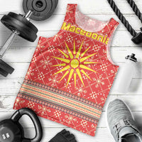 Macedonia Christmas Men Tank Top with Traditional Santa and Yellow Sun Motif - Wonder Print Shop