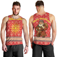 Macedonia Christmas Men Tank Top with Traditional Santa and Yellow Sun Motif - Wonder Print Shop