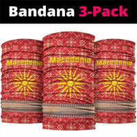 Macedonia Christmas Neck Gaiter with Traditional Santa and Yellow Sun Motif - Wonder Print Shop