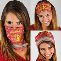 Macedonia Christmas Neck Gaiter with Traditional Santa and Yellow Sun Motif - Wonder Print Shop