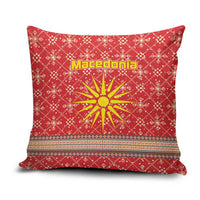 Macedonia Christmas Pillow Cover with Traditional Santa and Yellow Sun Motif - Wonder Print Shop