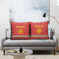 Macedonia Christmas Pillow Cover with Traditional Santa and Yellow Sun Motif - Wonder Print Shop