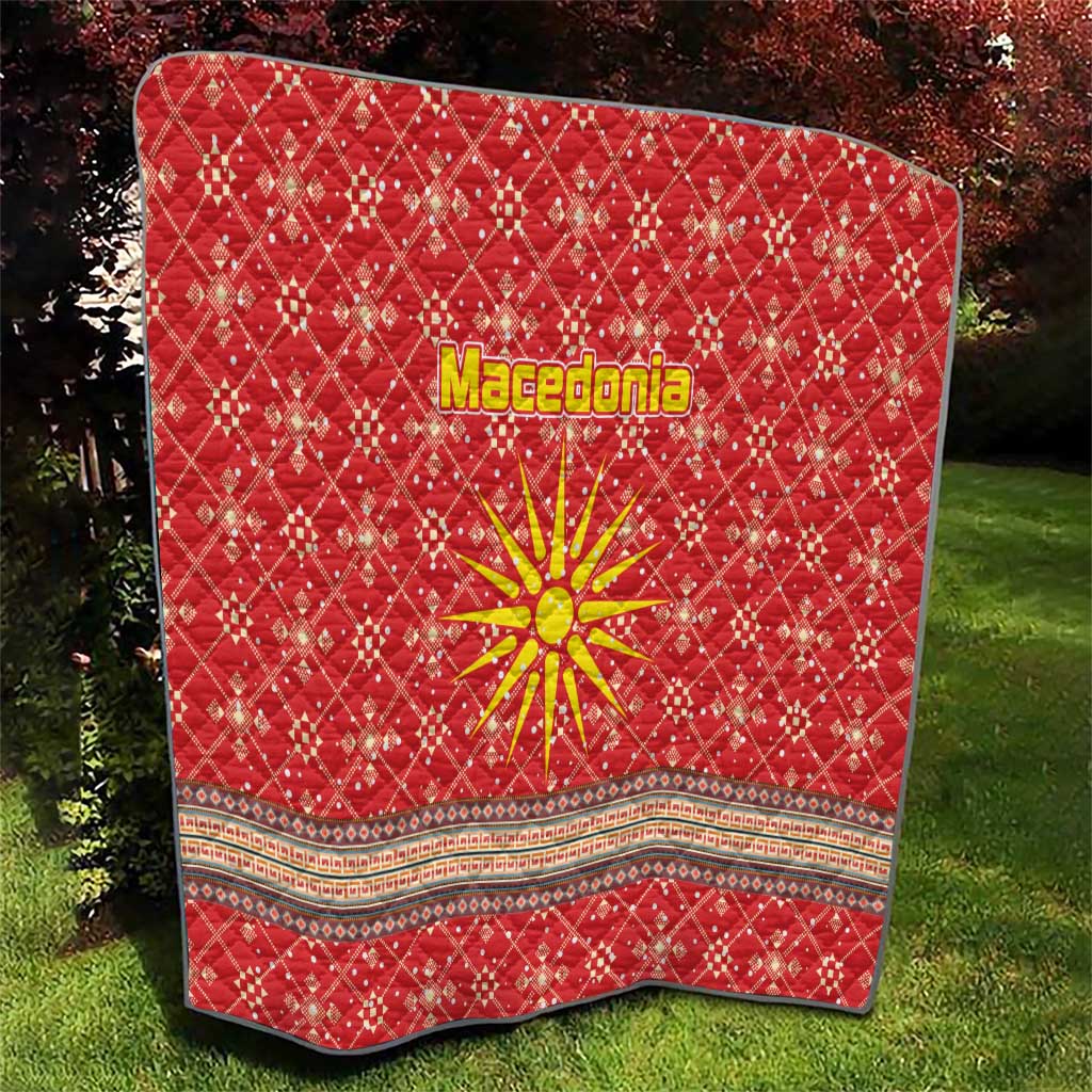 Macedonia Christmas Quilt with Traditional Santa and Yellow Sun Motif - Wonder Print Shop