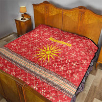 Macedonia Christmas Quilt with Traditional Santa and Yellow Sun Motif - Wonder Print Shop