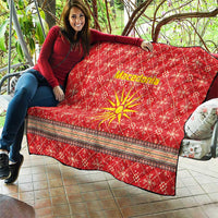 Macedonia Christmas Quilt with Traditional Santa and Yellow Sun Motif - Wonder Print Shop
