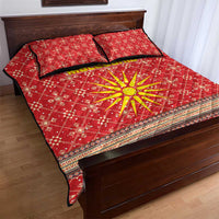 Macedonia Christmas Quilt Bed Set with Traditional Santa and Yellow Sun Motif - Wonder Print Shop