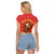 Macedonia Christmas Raglan Cropped T Shirt with Traditional Santa and Yellow Sun Motif - Wonder Print Shop