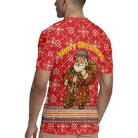 Macedonia Christmas Rugby Jersey with Traditional Santa and Yellow Sun Motif - Wonder Print Shop