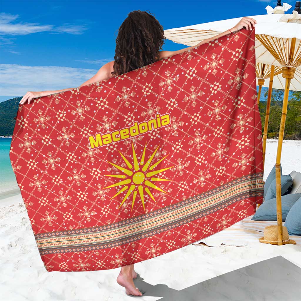 Macedonia Christmas Sarong with Traditional Santa and Yellow Sun Motif - Wonder Print Shop