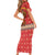 Macedonia Christmas Short Sleeve Bodycon Dress with Traditional Santa and Yellow Sun Motif - Wonder Print Shop