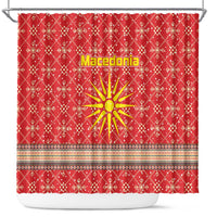 Macedonia Christmas Shower Curtain with Traditional Santa and Yellow Sun Motif - Wonder Print Shop