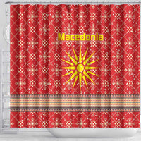 Macedonia Christmas Shower Curtain with Traditional Santa and Yellow Sun Motif - Wonder Print Shop