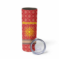 Macedonia Christmas Skinny Tumbler with Traditional Santa and Yellow Sun Motif - Wonder Print Shop