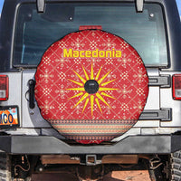 Macedonia Christmas Spare Tire Cover with Traditional Santa and Yellow Sun Motif - Wonder Print Shop