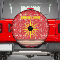Macedonia Christmas Spare Tire Cover with Traditional Santa and Yellow Sun Motif - Wonder Print Shop