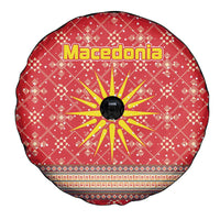 Macedonia Christmas Spare Tire Cover with Traditional Santa and Yellow Sun Motif - Wonder Print Shop