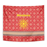 Macedonia Christmas Tapestry with Traditional Santa and Yellow Sun Motif - Wonder Print Shop