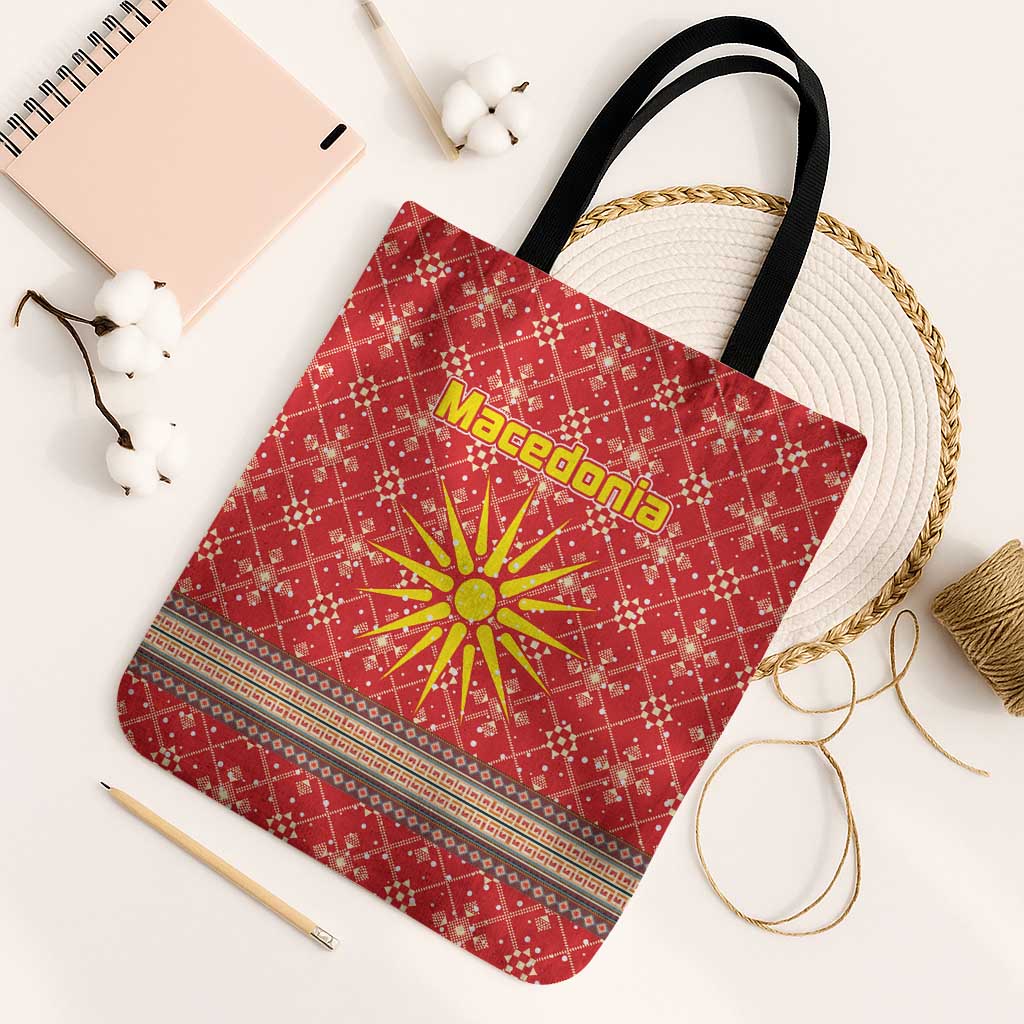 Macedonia Christmas Tote Bag with Traditional Santa and Yellow Sun Motif - Wonder Print Shop