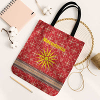 Macedonia Christmas Tote Bag with Traditional Santa and Yellow Sun Motif - Wonder Print Shop