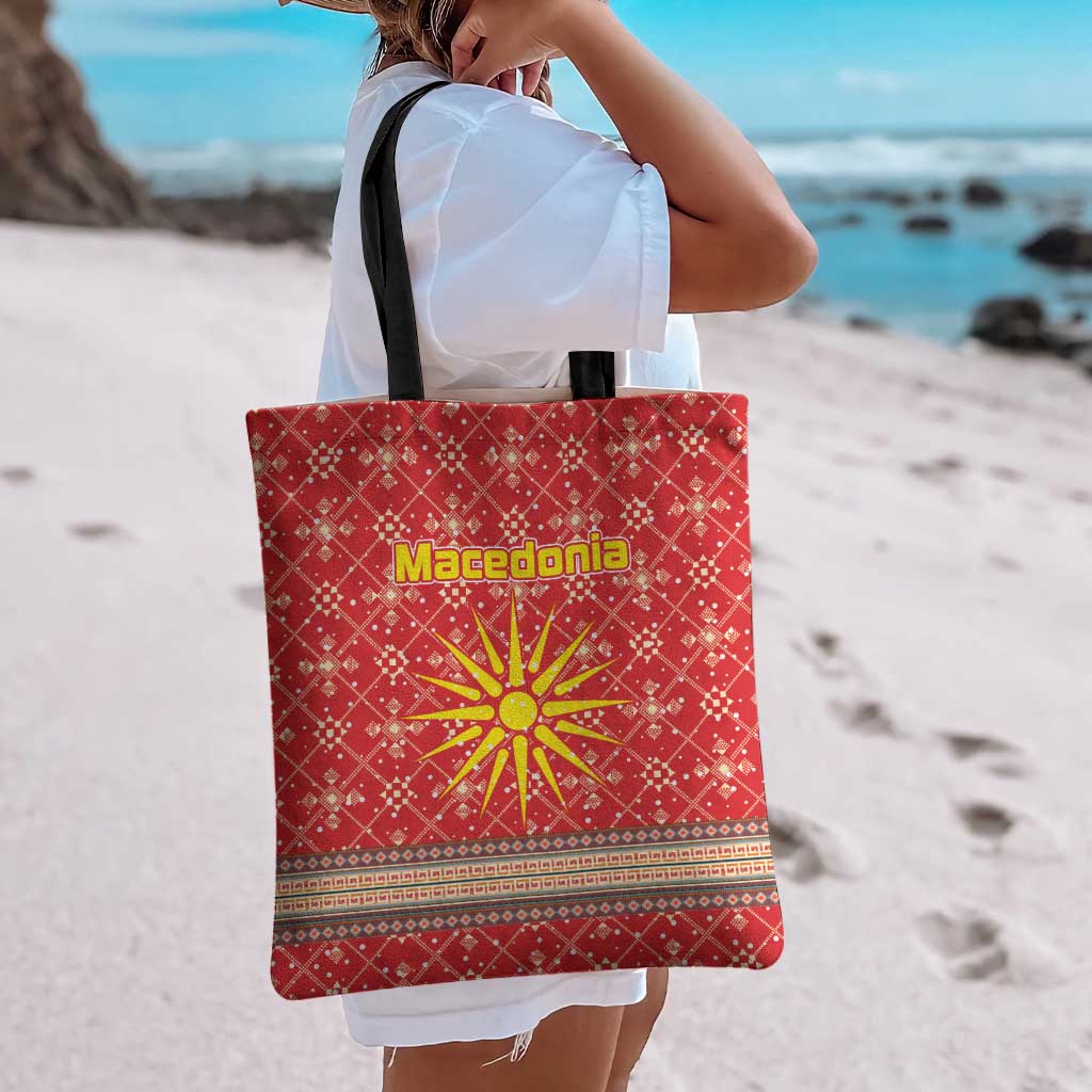 Macedonia Christmas Tote Bag with Traditional Santa and Yellow Sun Motif - Wonder Print Shop