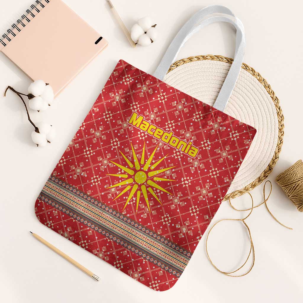 Macedonia Christmas Tote Bag with Traditional Santa and Yellow Sun Motif - Wonder Print Shop