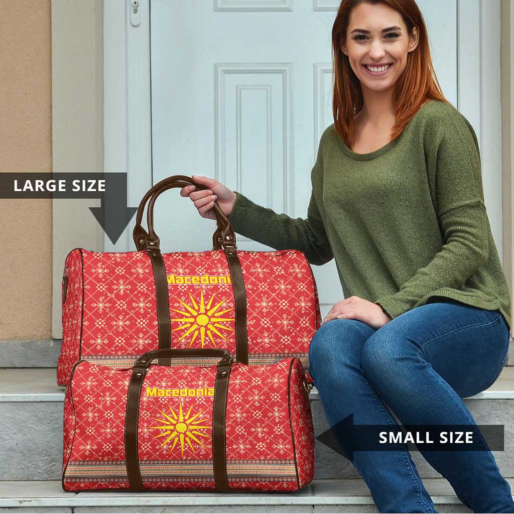 Macedonia Christmas Travel Bag with Traditional Santa and Yellow Sun Motif - Wonder Print Shop