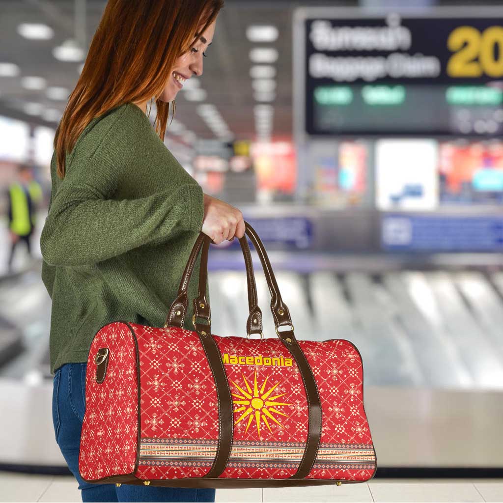 Macedonia Christmas Travel Bag with Traditional Santa and Yellow Sun Motif - Wonder Print Shop