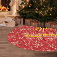 Macedonia Christmas Tree Skirt with Traditional Santa and Yellow Sun Motif - Wonder Print Shop