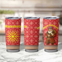 Macedonia Christmas Tumbler Cup with Traditional Santa and Yellow Sun Motif - Wonder Print Shop