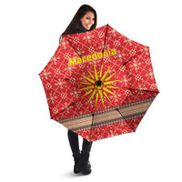 Macedonia Christmas Umbrella with Traditional Santa and Yellow Sun Motif - Wonder Print Shop