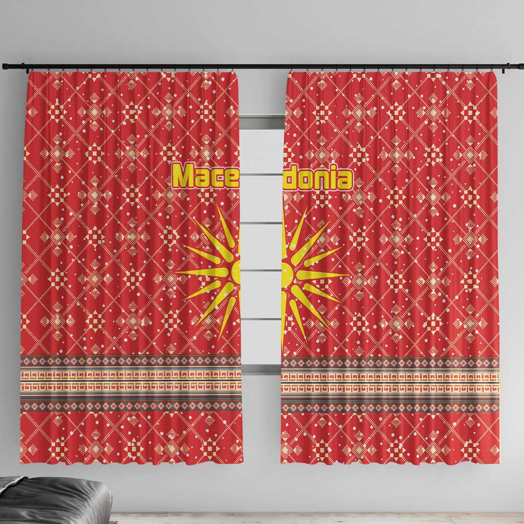 Macedonia Christmas Window Curtain with Traditional Santa and Yellow Sun Motif - Wonder Print Shop